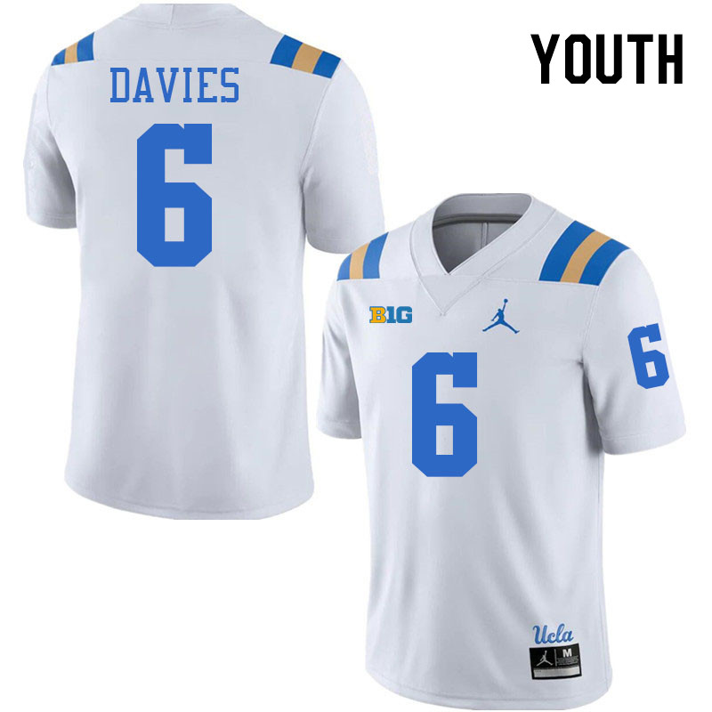 Youth #6 Jaylin Davies Big 10 Conference College Football Jerseys Stitched-White